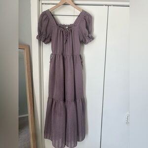 Madewell Lavender Gingham Maxi Dress
